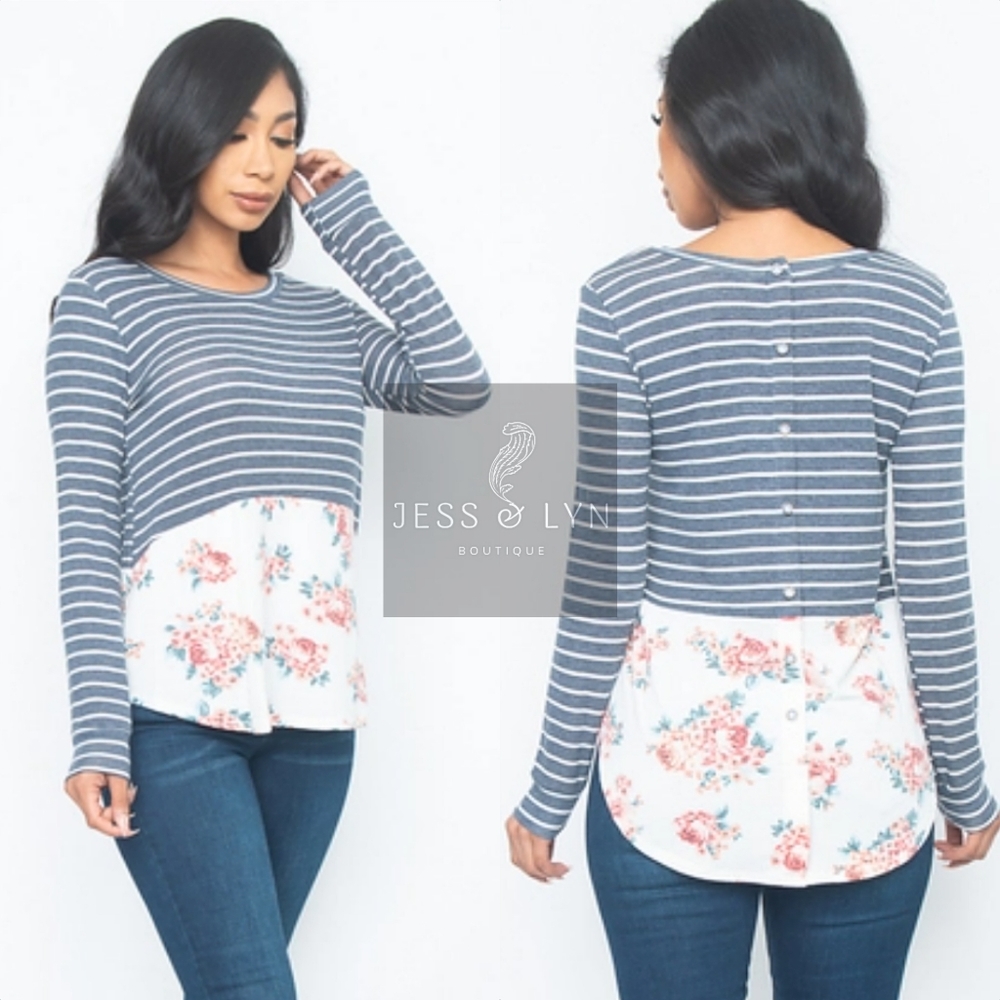 🆕 Two Tone Longer Length Sweater with Button Detail Back